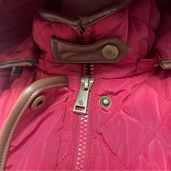 Lauren Ralph Lauren Quilted Hooded Jacket Chili Red & Brown Color - Duplicate - Picture 14 of 17